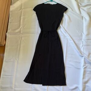 Zara Pleated Minimalist Dress (Black)